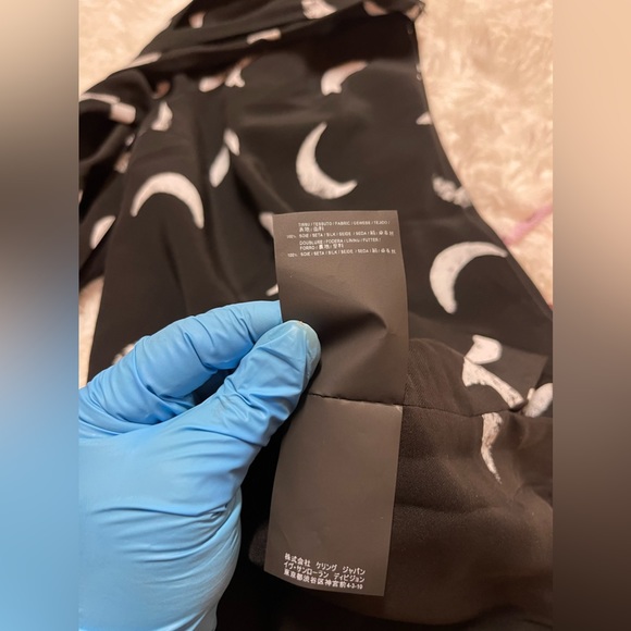 Saint Laurent Tie-Neck One-Sleeve Moon-Print Short Silk Dress - Picture 13 of 15